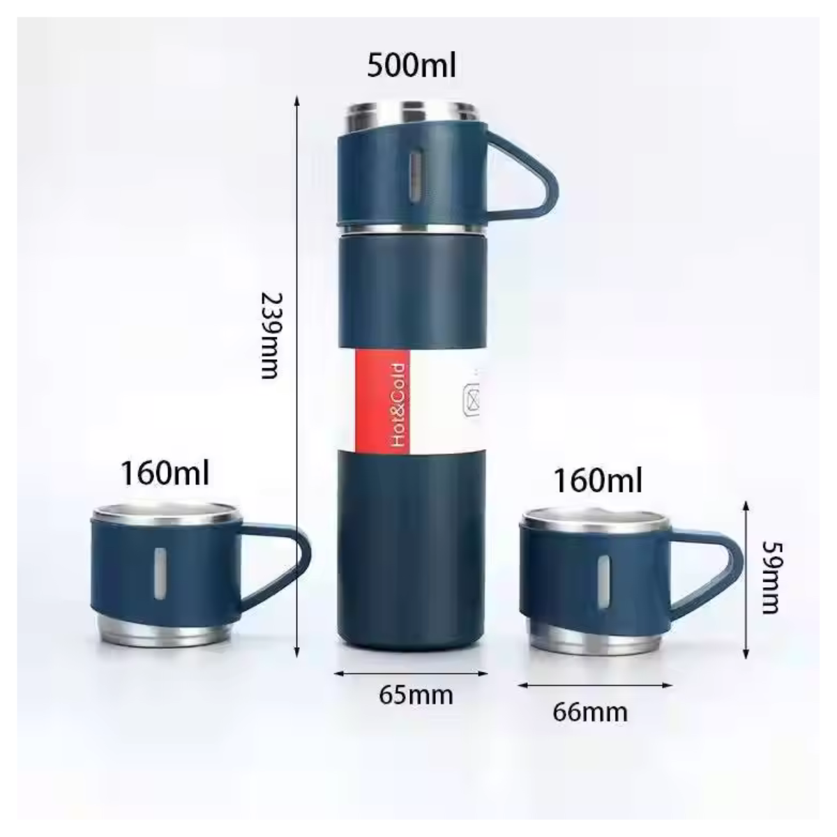 Termo con 2 Tazas Para Bebidas de 500 ml