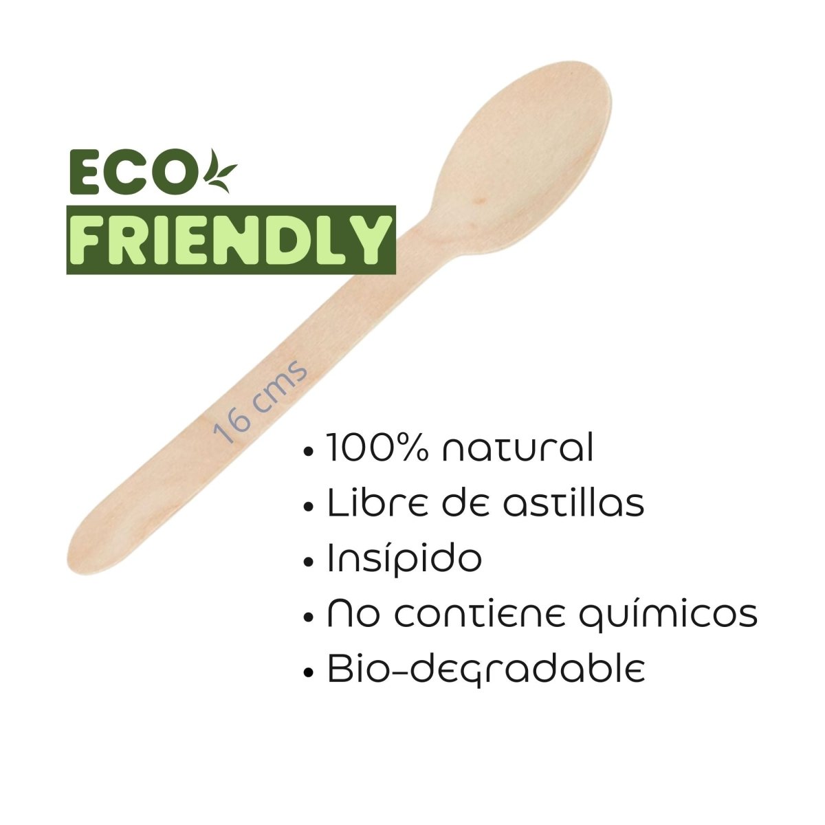 Cuchara de Madera Ecológicas 16 cm (100 Unidades) - OmniPack