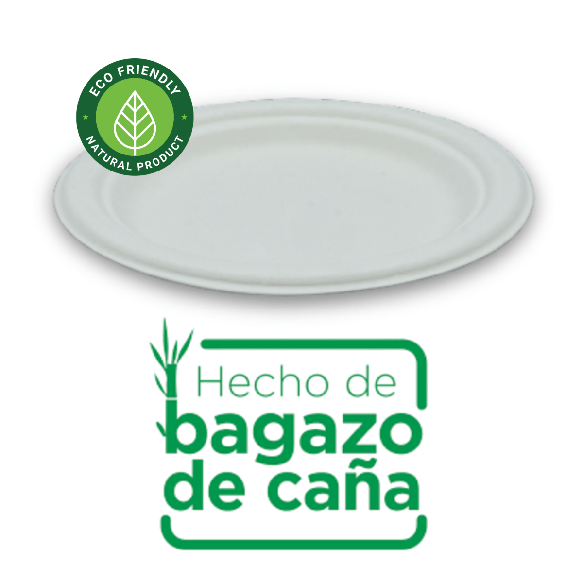 Plato De Bagazo Compostables Blanco 18 Cms (1.000 Unidades) - OmniPack