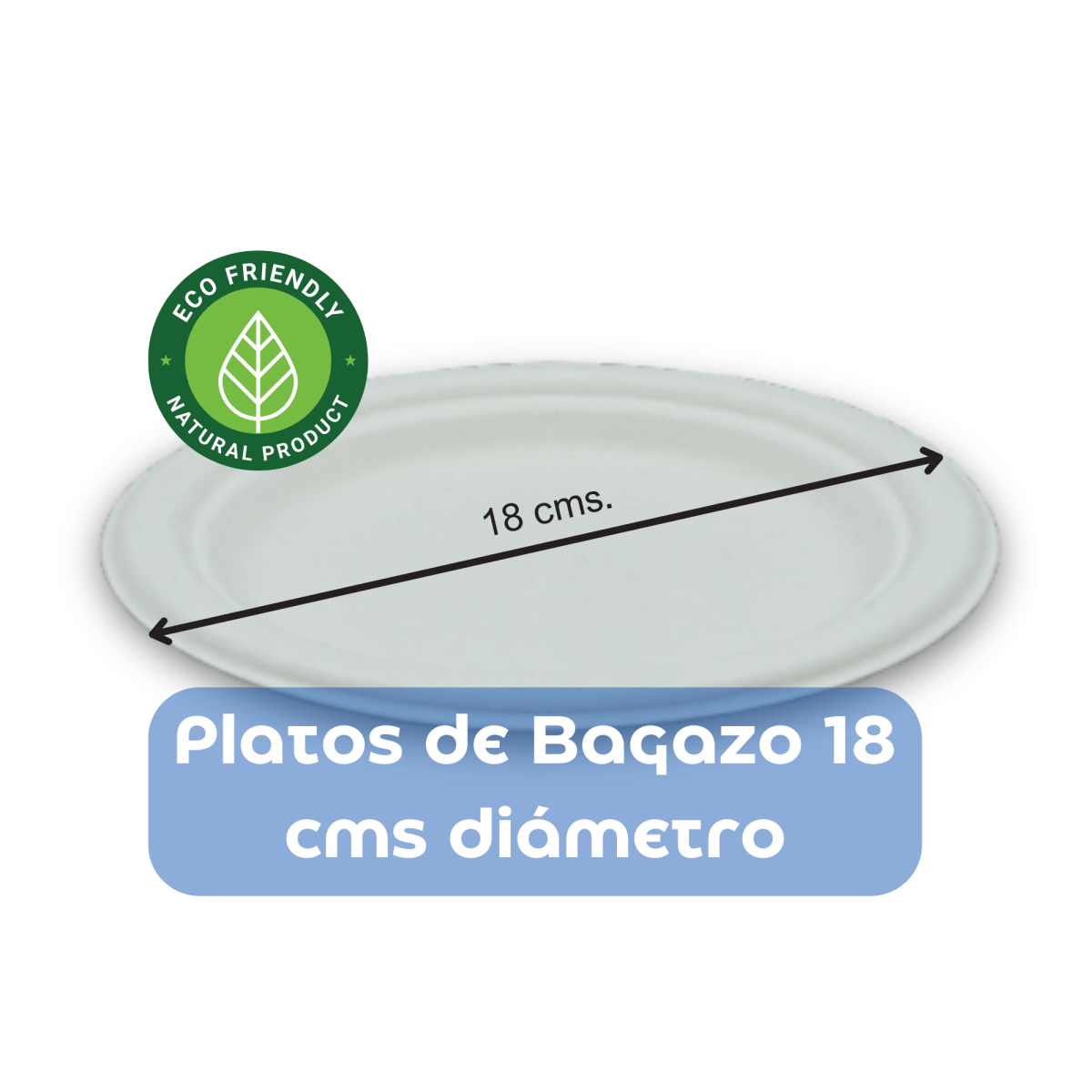 Plato De Bagazo Compostables Blanco 18 Cms (1.000 Unidades) - OmniPack