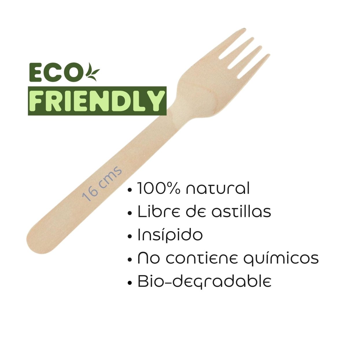 Tenedor de Madera Ecológicos 16 cm (200 Unidades) - OmniPack