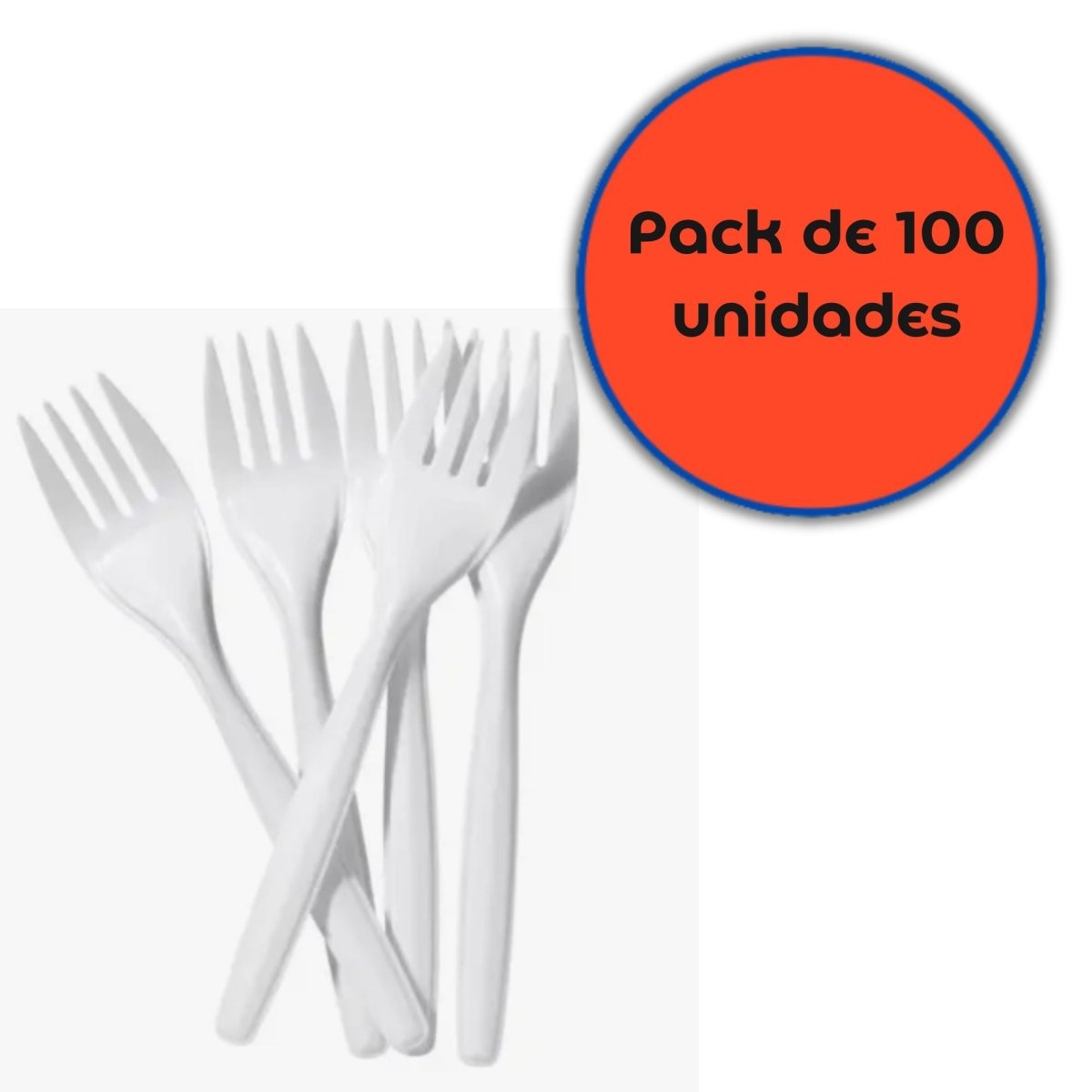 Tenedor Plástico Desechable Blanco 14 Cm (100 Unidades) - OmniPack