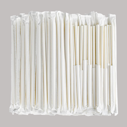 Bombilla de Papel Individual Envuelta en Papel Blanco