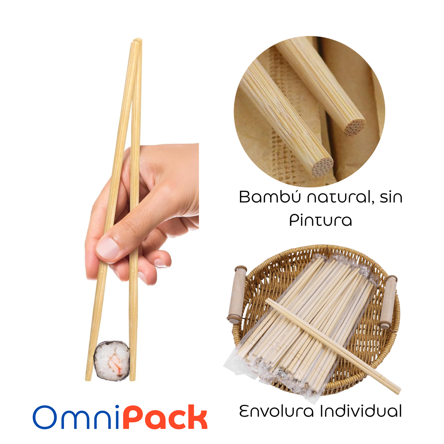 Palillos Chinos Redondos De Bambú Para Sushi