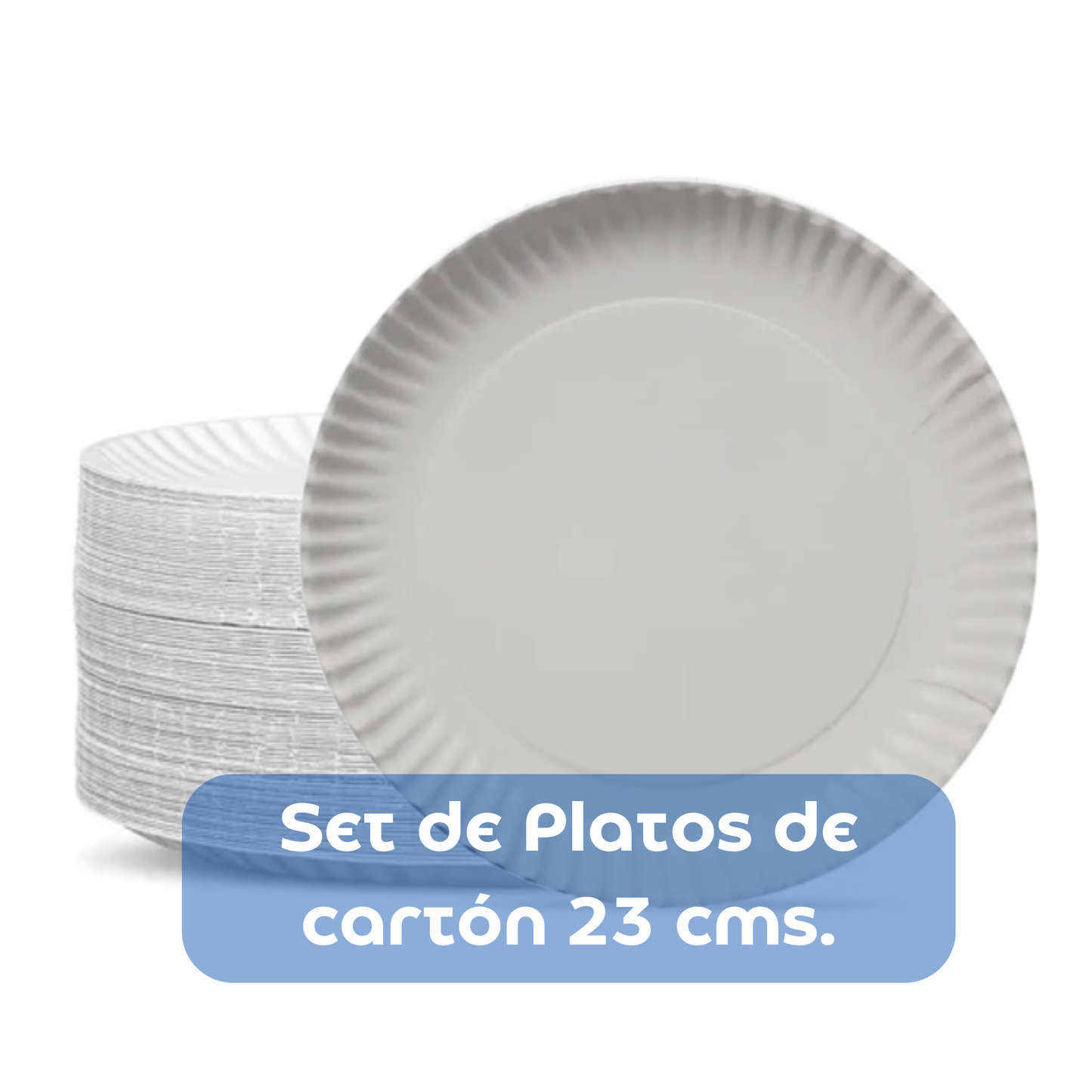 Plato de Cartón Redondo 23 cm Ecológico Blanco