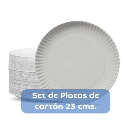 Plato de Cartón Redondo 23 cm Ecológico Blanco