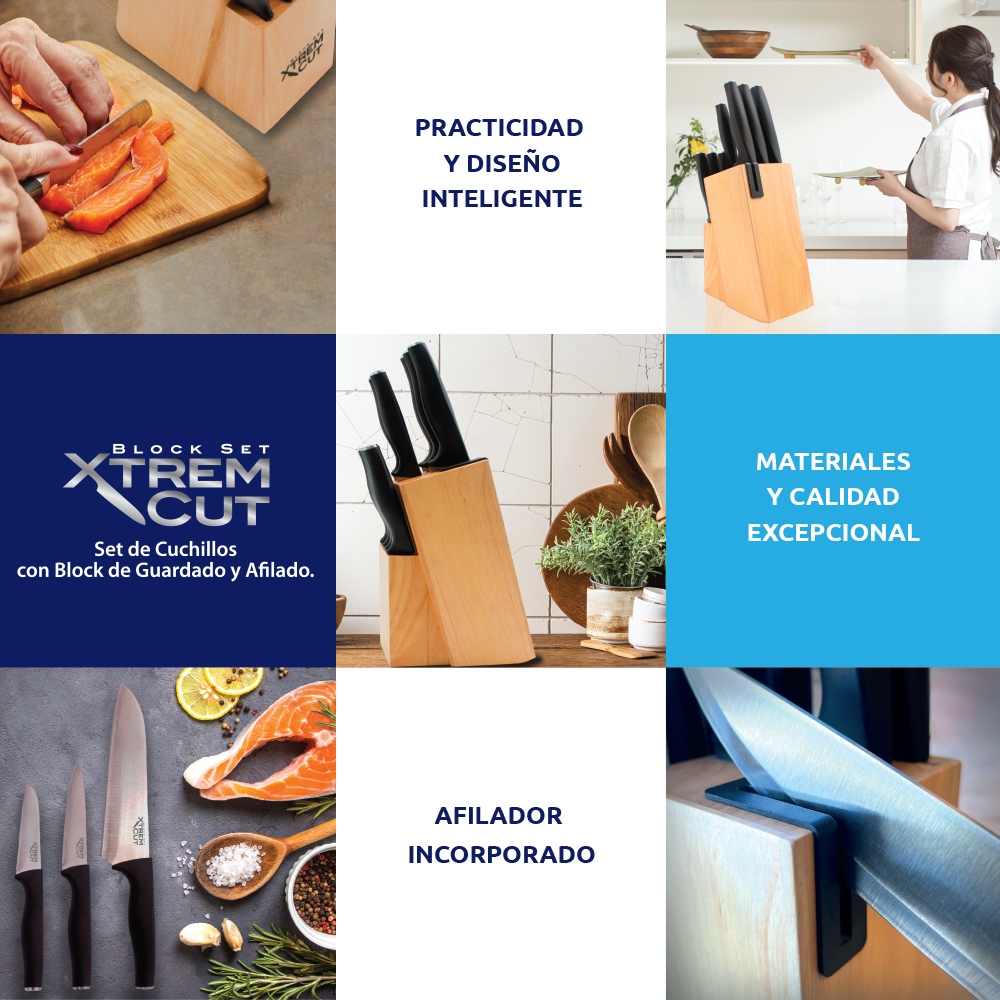 Set Cuchillos 10 Piezas con Afilador Xtrem Cut Block