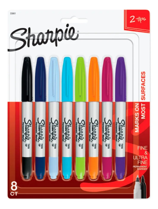 Marcadores Permanente Sharpie Doble Punta x 8 Colores