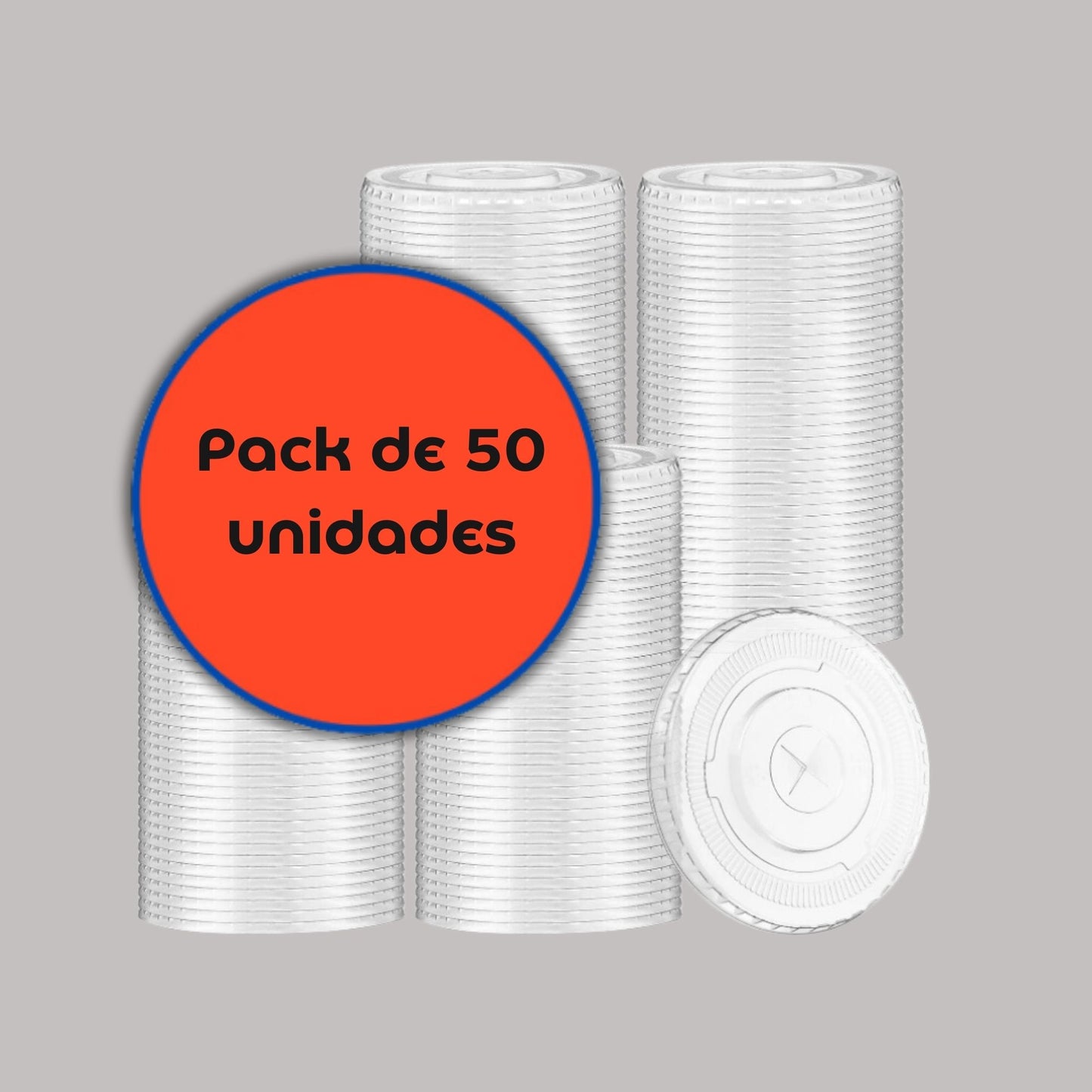 Tapa Plana PET c/ Perforación para Vaso 16 oz (50 Unidades)