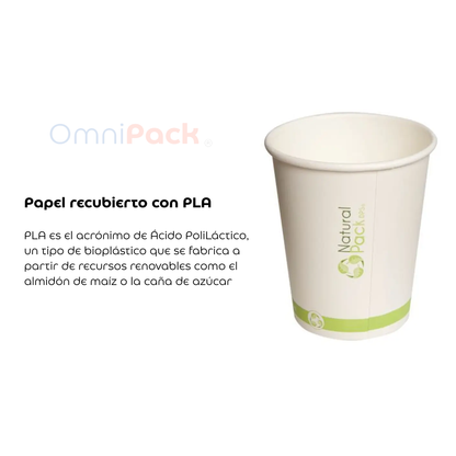 Vaso Compostable Blanco 8 Oz Desechable Ecológico (100 Unidades)