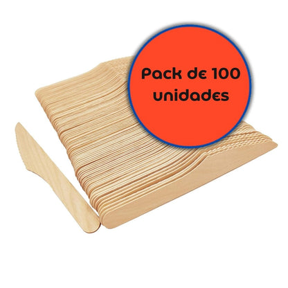 Cuchillos de Madera Ecológicos 16 cm (100 Unidades) - OmniPack
