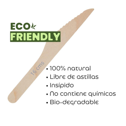 Cuchillos de Madera Ecológicos 16 cm (1.000 Unidades) - OmniPack