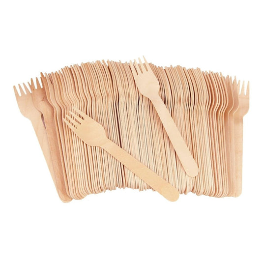 Tenedor de Madera Ecológicos 16 cm (100 Unidades) - OmniPack