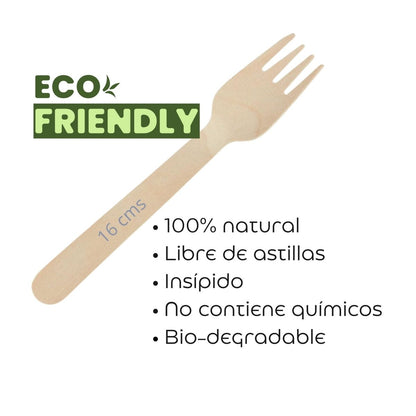 Tenedor de Madera Ecológicos 16 cm (200 Unidades) - OmniPack